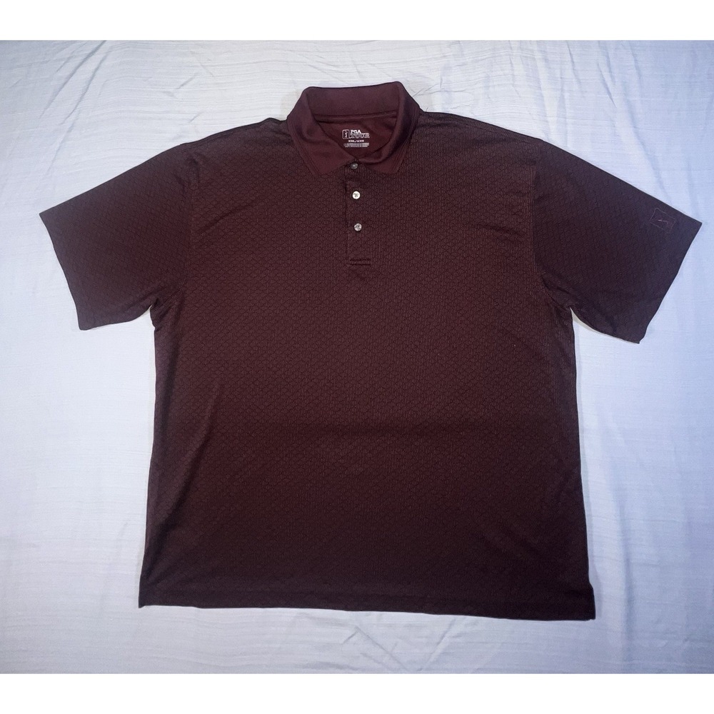 PGA Tour Polo Shirt‎ Mens 2XL Burgundy Performance Golf Polyester Stretch - Picture 3 of 8